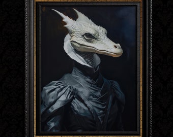 Victorian Dragon Art Fantasy Portrait Print