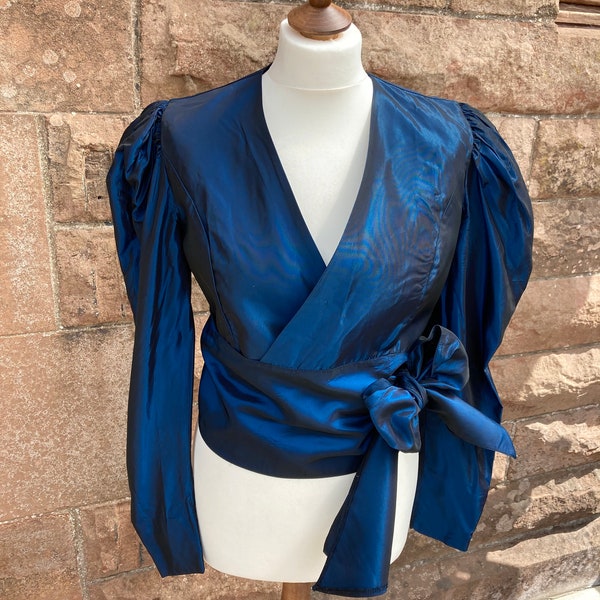 Gorgeous vintage Laura Ashley deep blue taffeta evening jacket