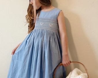Strasburg Girl’s Size 6Y Blue/Pink Smocked Dress