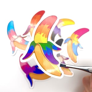 Pride Banana Vinyl Waterproof Sticker LGBTQ Rainbow Gay Lesbian Trans Bi Pan Asexual Nonbinary