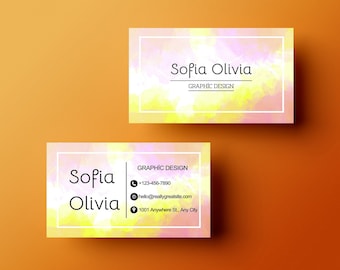 Watercolor Business Card Template, Pastel Business Card, DIY Business Card, Canva Editable Business Card, Pastel Watercolor Small Business,