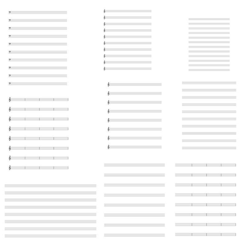 Print On Music Sheet Printable Sheet Music For Letter Etsy