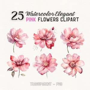 Clipart de flores rosa aquarela, clipart de flores rosa empoeiradas, clipart de casamento, clipart de casamento rosa empoeirado, clipart de flores em aquarela, transparente