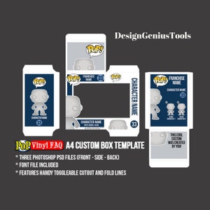 Funko Pop Template Box in PSD (Photoshop) - Template Box bearbeitbar - Photoshop-Dateien zum Erstellen einer Funko POP Custom Box - Mac OS / Windows