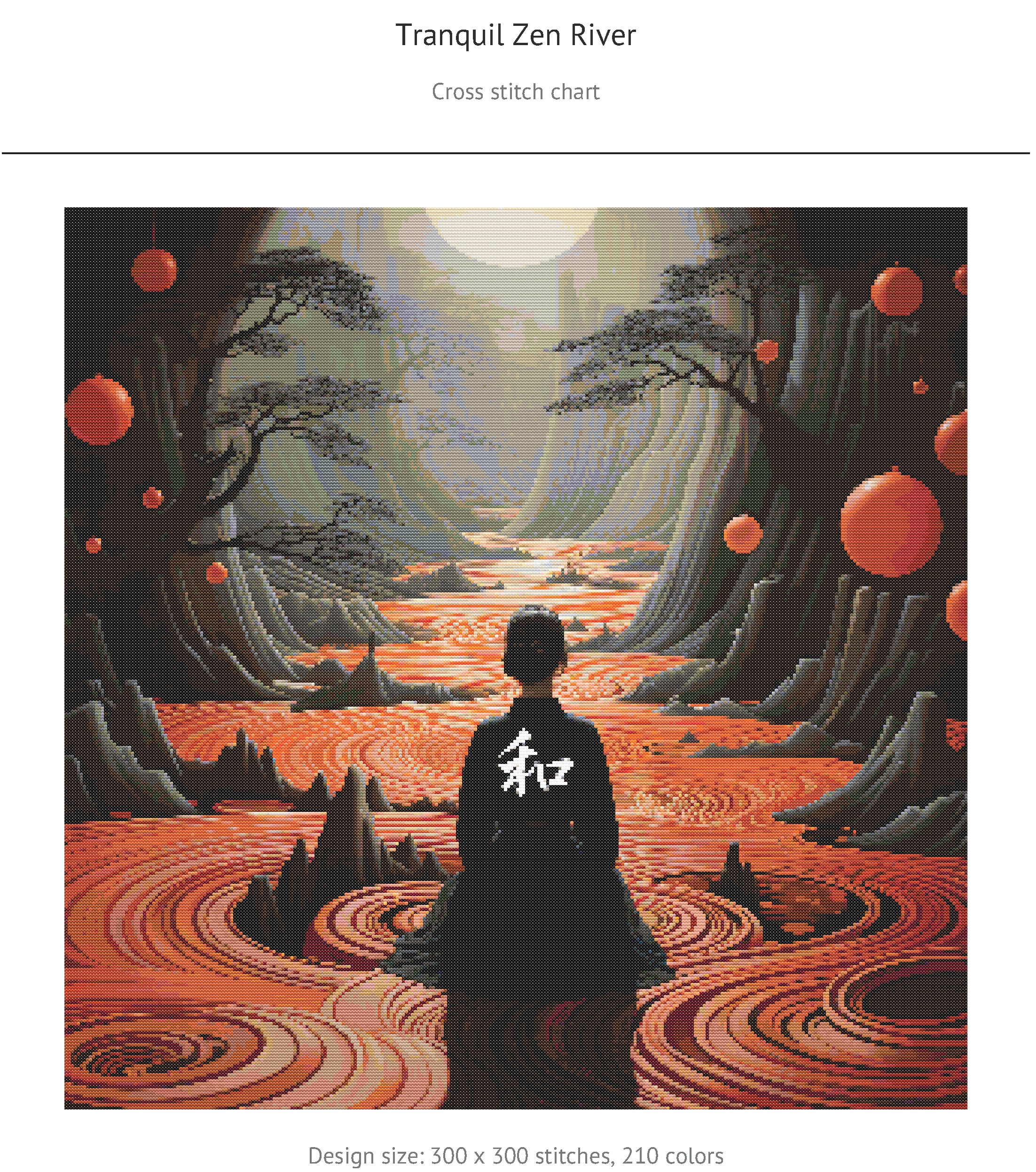 Tranquil Zen River Digital Cross Stitch Pattern - Etsy