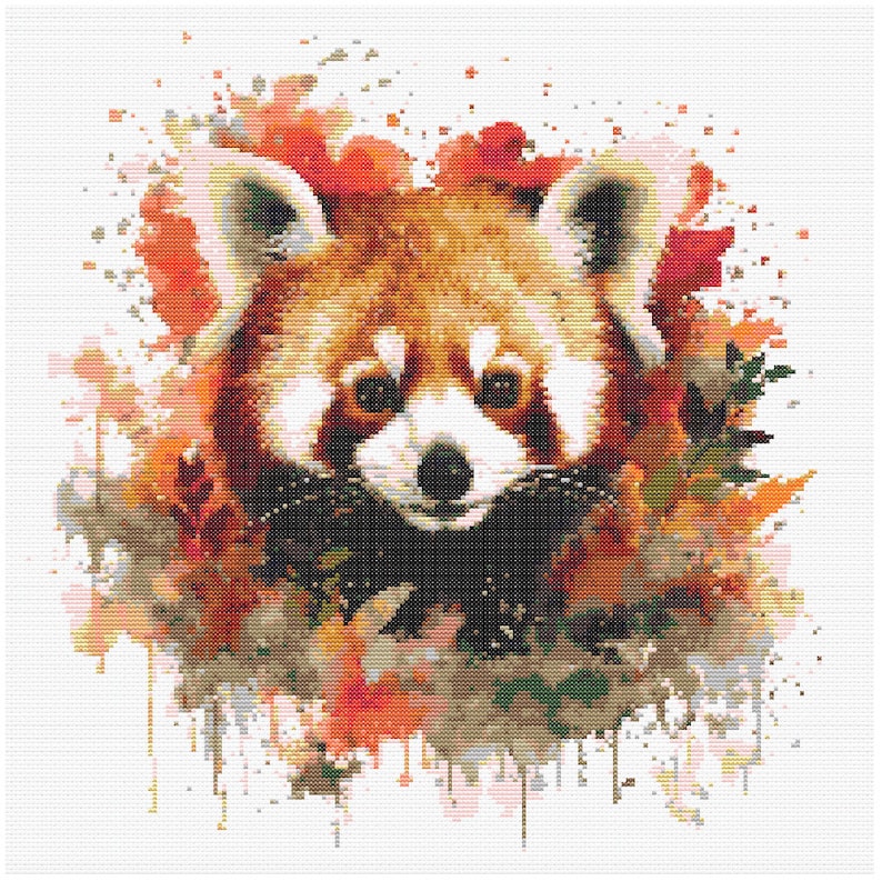 Watercolor Red Panda Cross Stitch Pattern 2 - Etsy