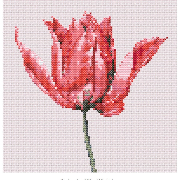 Japanese Ink Art of Elegant Tulip Delight - Cross Stitch Pattern - Our Store Sample