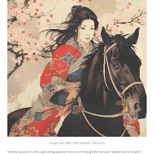 Serene Samurai Spirit: Mounted Majesty - Cross Stitch Pattern