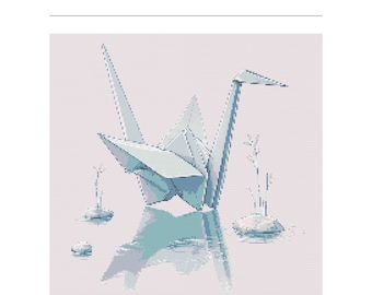 Kruissteekpatroon: rustige origamikraan