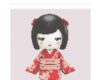 Kokeshi Doll Cross Stitch Pattern (Digital Download)