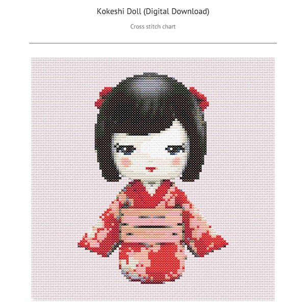 Kokeshi Doll Cross Stitch Pattern (Digital Download)