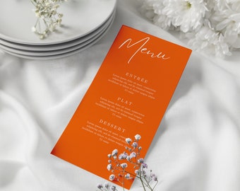 Kit menu de Mariage à personnaliser, à imprimer, modèle coloré, invitations à éditer