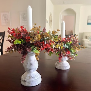 Fall Decor, Autumn, Fall Eucalyptus Decor, Fall Home Accents, Candle Decor, Autumn Candle Ring, Table Accents, Taper Candle Ring, Gift Ideas