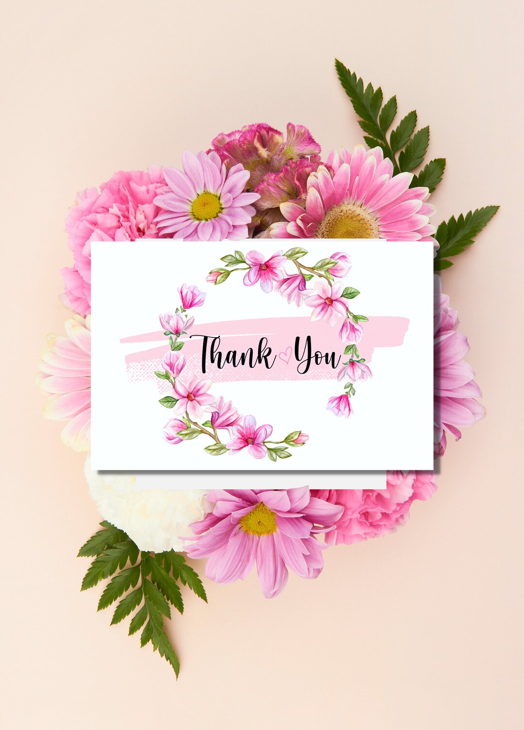 Rose Floral Thank You Card Template, Thank You Card, Minimalist Thank ...