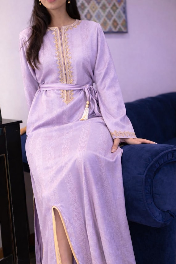 Caftan Marocain Jawhara Pour Mariage - Violet, Taille Unique, Long, Neuf Avec étiquettes