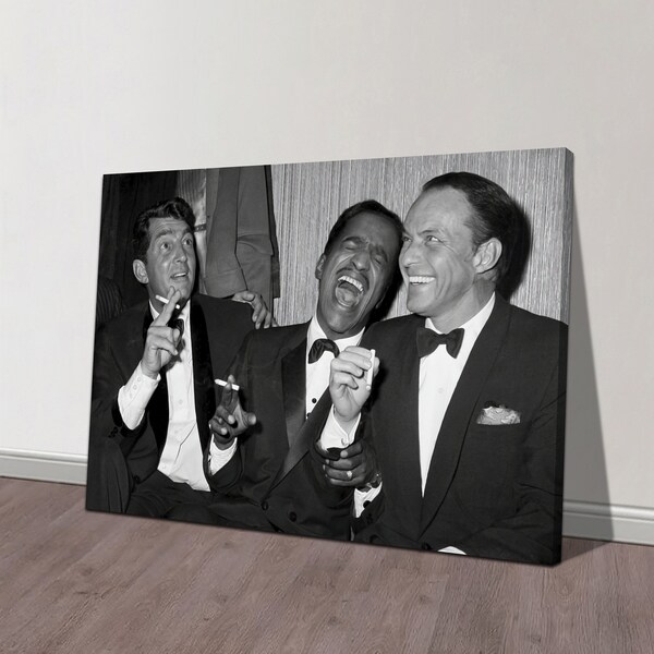 The Rat Pack Frank Sinatra Canvas Wall Art, Dean Martin Sammy Davis Jr Wall Decor, Rat Pack Canvas Print, Large Home Gift Canvas Wall Decor