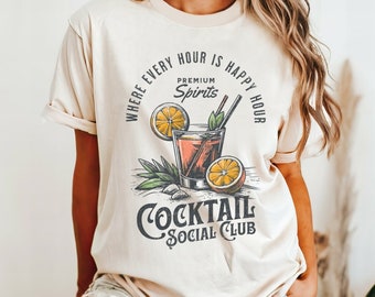 Cocktail Social Club Shirt, Cocktail Lover Tee, Whiskey Lover Tshirt, Cocktail Lover Gift, Luxury Social Club, Social Girl T-shirt, Summer
