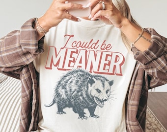 I Could Be Meaner Comfort Colors® Shirt, Funny Possum Tee, Sarcastic Humor Shirt, Attitude Graphic Tee, Dark Humor Animal Shirt