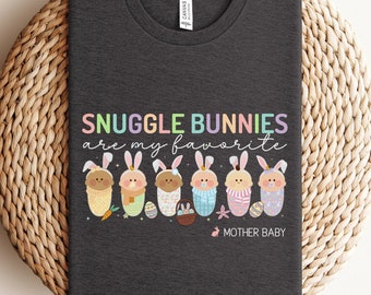 Mother Baby Easter Shirt, Cute Bunnies Easter MB Nurse Shirt, Baby Nurse Gift, Spring M and B Nurse T Shirt, Mother Baby Nurse Easter Tee