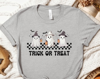 Halloween Ghost Shirt, Trick or Treat T-shirt, Spooky Season, Halloween Lover Gift, Halloween Party Tee, Spooky Graphic Shirts, Fall Season