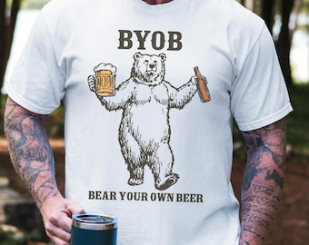Funny Beer Comfort Colors® Shirt, BYOB Humor T-shirt, Bear Your Own Beer Tee, Funny Bear Drinking Shirt, Bear Lover Gift, Retro Beer Graphic
