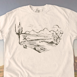 Desert Comfort Colors Shirt, Cactus Plants, Cactus Tshirt, Outdoor Gift, Adventure T-shirt, Arizona T shirt, Cactus Scene Tee, Camping Shirt