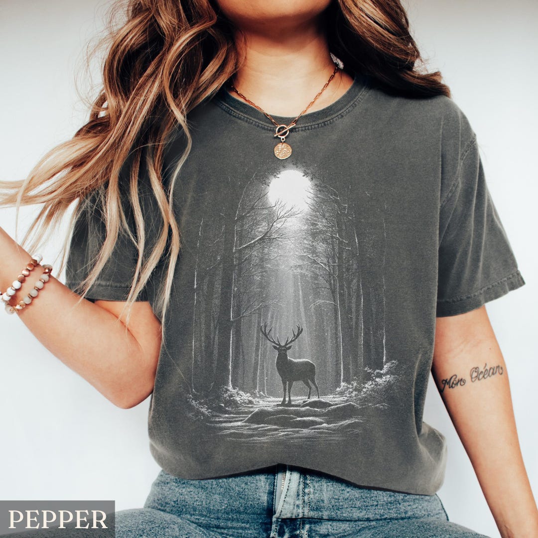 Comfort Colors® Vintage Deer Dark Shirt, Deer Graphic Tee, Deer Faded T ...