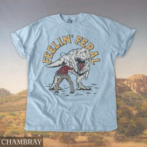 Funny Rodeo Comfort Colors® Shirt, Cowboy Rodeo Tshirt, Feeling Feral Tee, Retro T-rex Shirt, Dinosaur Lover Gift, Western Graphic Tee image 6