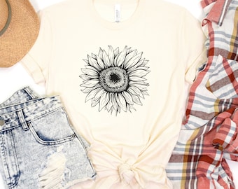 Sunflower Graphic Tee: Women's Floral Garden Shirt