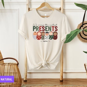 We Wrap the Cutest Presents Shirt, NICU Tshirt, Christmas nicu Tee, Cozy Nurse Christmas Shirts, nicu Nurse Swaddled Babies, Neonatal Nurse image 2