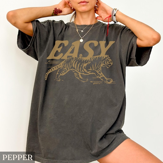 Easy Tiger Comfort Colors® Shirt, Vintage Distressed Tiger Tshirt, Oversized Retro Tiger Tee, Retro Tigers T-shirt, Tiger Lover Gift