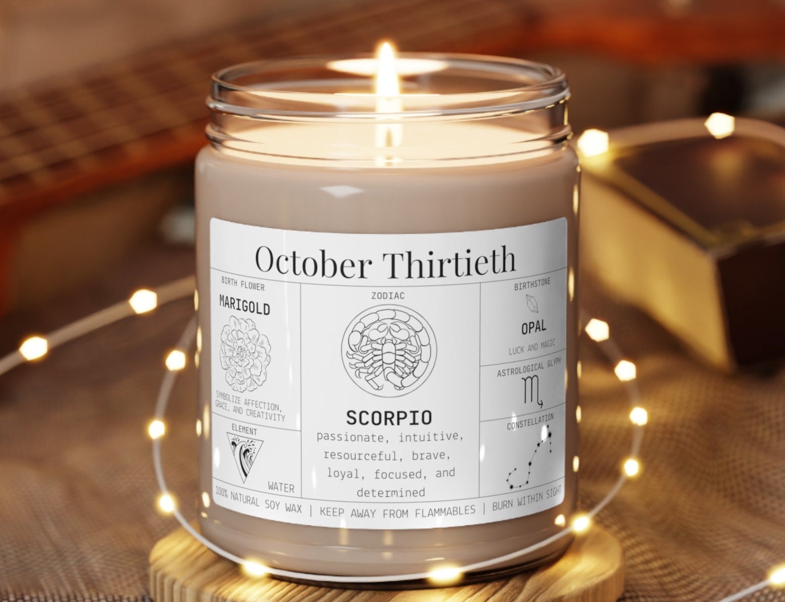 Personalized Birthdate Candle Birth Month Flower Birthstone Etsy