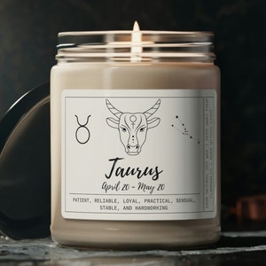 Taurus Zodiac Candle - the Perfect May  Birthday Gift | Taurus Gift, Cute Zodiac Decor Astrology Gifts