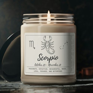 Scorpio Zodiac Candle - the Perfect November Birthday Gift | Scorpio Gift, Cute Zodiac Decor Astrology Gifts