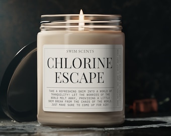Swim Candle - Chlorine Escape: Immerse Yourself in Serenity | Swim Coach Gift, Birthday Gifts, Coach Appreciation Gift, Team Gift ideas