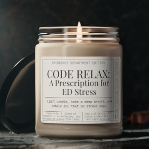 Emergency Department Funny Candle - Code Relax | Emergency Room Nurse, ER Doctor Gift, Emergency Medicine
