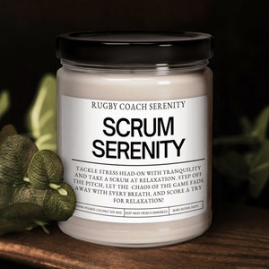 Scrum Serenity Rugby Coach Candle - Find Tranquility and Relaxation Off the Pitch! | Gift for Rugby Coach, Team Gift Idea