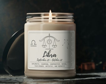 Libra Zodiac Candle: Astrology Gift, Birthday Decor