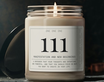 111 Angel Numbers Candle: Spiritual Decor, Vegan Soy Wax