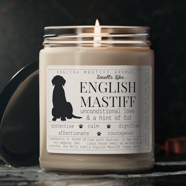 English Mastiff Candle - Funny English Mastiff Gifts |  English Mastiff Gift Ideas, English Mastiff Lover Dog Candle, Dog Mom Gifts