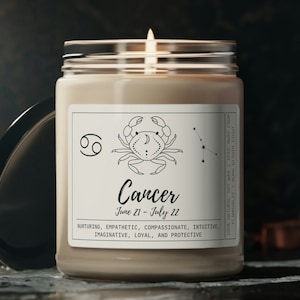Cancer Zodiac Candle - the Perfect July Birthday Gift | Cancer Gift, Cute Zodiac Decor Astrology Gifts