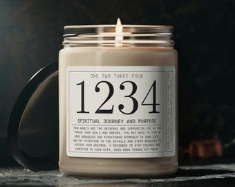 1234 Angel Numbers Candle - A Spiritual Law of Attraction Gift | Manifestation Candle, Celestial Birthday Gift, Mystical Housewarming Gift