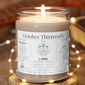 Birthdate Zodiac Candle - Personalized Birth Month Flower | Gifts for Her, Birthday Candle Astrology Gifts