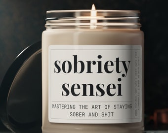 Sobriety Sensei Candle: Recovery Gift for Sponsor