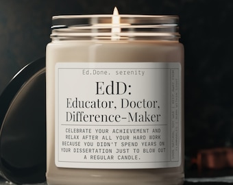 EdD Graduation Gift - Doctor of Education Candle | Edd Candle, Teaching Degree, EdD Dissertation, Doctorate Graduation