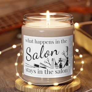 Funny Hair Stylist Candle: Salon Secrets, Cosmetology Gift