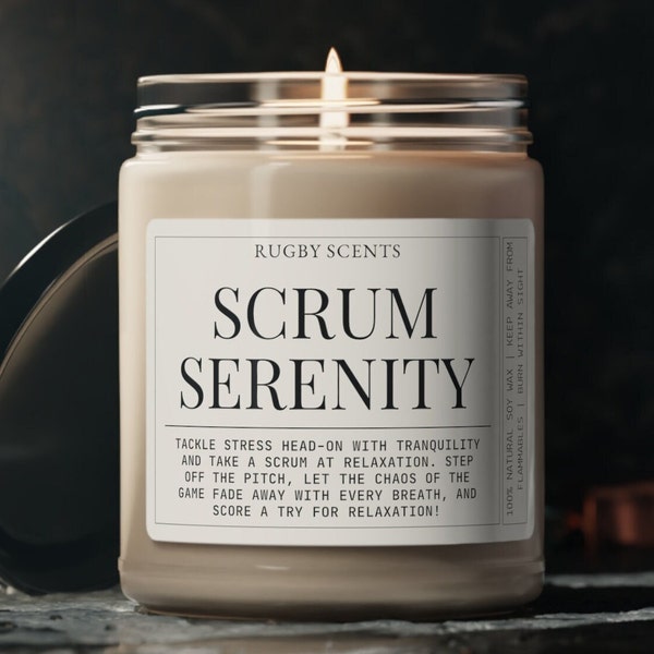 Rugby Candle - Scrum Serenity Embrace the Essence of Rugby and Find Your Zen | Rugby Coach Gift, Rugby Player Birthday Gifts, Team Gift Idea