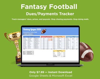 Fantasy Football Spreadsheet – Dues-Payout Tracker – Google Sheets & Excel Template