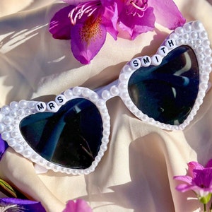 Pearl Heart Sunglasses - Custom Bridal Party, Bachelorette Party Favor