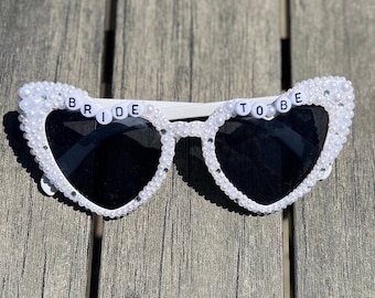 Heart Shaped Bride Sunglasses - Custom Bridal Sunglasses For Bachelorette Party